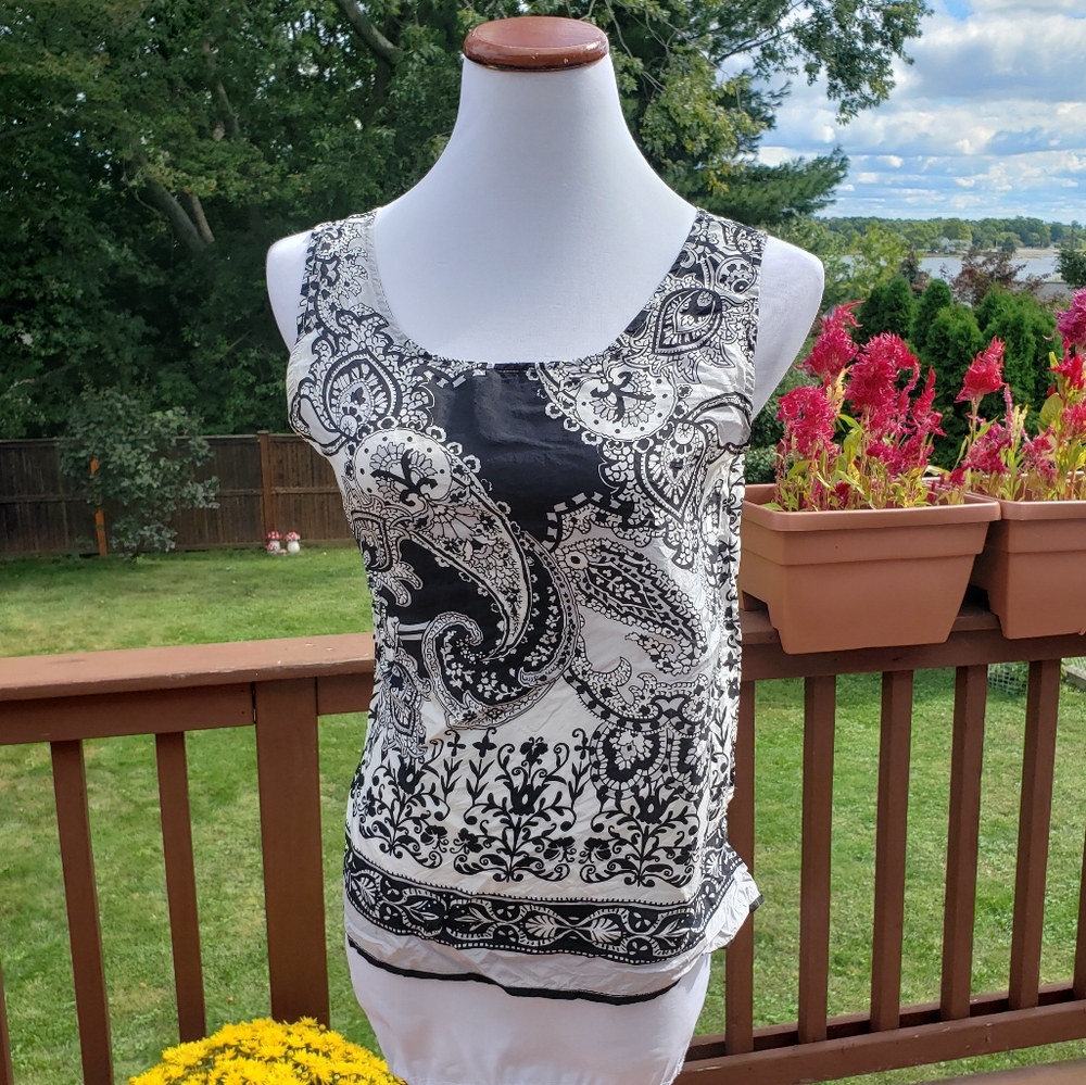 ++ SILK Pasley Black and White Cami Tank Blouse THE LTD Sz S - Picture 13 of 13